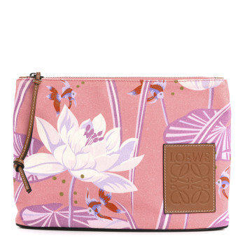 LOEWE Canvas Waterlily Print Paula's Ibiza Small Pouch Pink