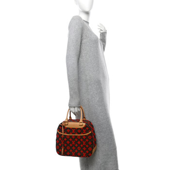 LOUIS VUITTON Monogram Tuffetage Deauville Cube Red