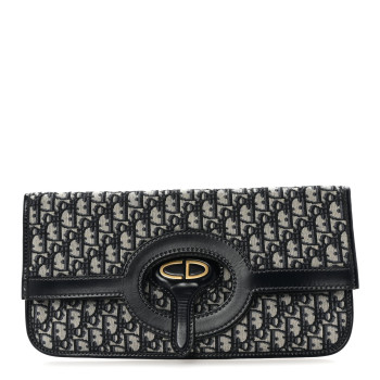 CHRISTIAN DIOR Oblique Fold Over Clutch Blue