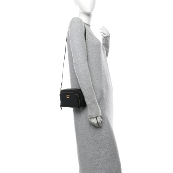 CHRISTIAN DIOR Grained Calfskin Caro Double Pouch Black