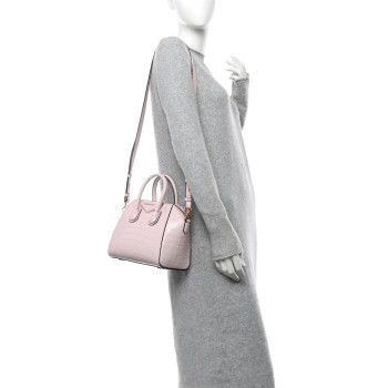 GIVENCHY Calfskin Crocodile Embossed Mini Antigona Pink