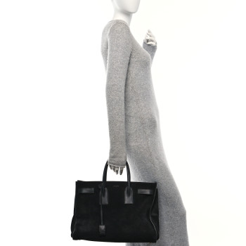 SAINT LAURENT Suede Calfskin Large Sac De Jour Carryall Black