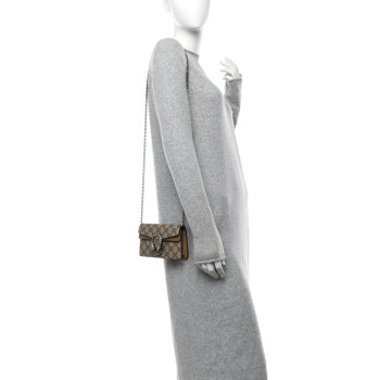 GUCCI GG Supreme Monogram Super Mini Dionysus Shoulder Bag Taupe