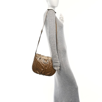 GUCCI Crystal Monogram Small D Gold Ring Messenger Gold
