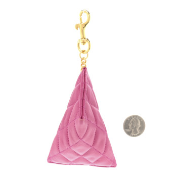 SAINT LAURENT Lambskin Quilted Berlingo Bag Charm Fuchsia