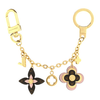 LOUIS VUITTON Brass Monogram Blooming Flowers Bag Charm Key Holder Rose Ballerine