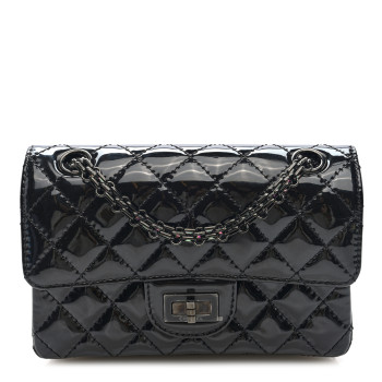 CHANEL Patent Calfskin Quilted 2.55 Reissue Mini Flap So Black