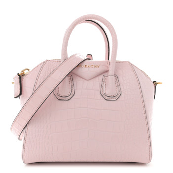 GIVENCHY Calfskin Crocodile Embossed Mini Antigona Pink
