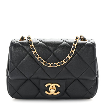 CHANEL Lambskin Quilted Pearl Small Flap Black