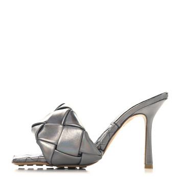 BOTTEGA VENETA Laser Nappa Maxi Intrecciato Lido 90mm Mule Sandals 38.5 Oyster
