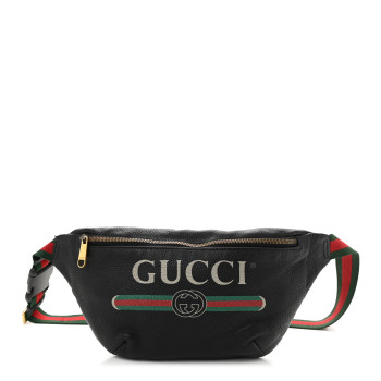 GUCCI Grained Calfskin Logo Belt Bag Black