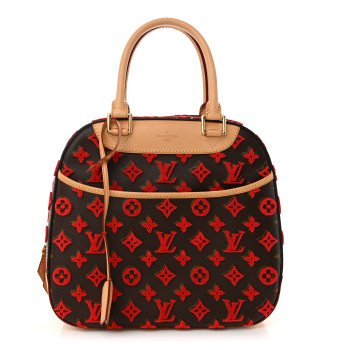 LOUIS VUITTON Monogram Tuffetage Deauville Cube Red