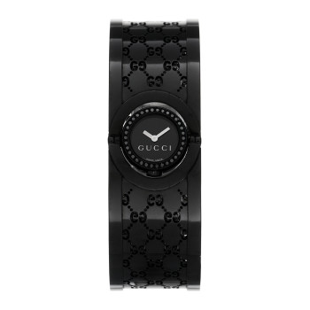 GUCCI PVD Stainless Steel Black Diamond 23mm Twirl Quartz Watch Black
