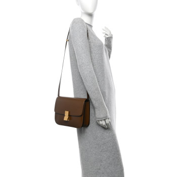 CELINE Smooth Calfskin Medium Classic Box Flap Bag Camel