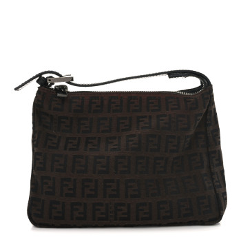 FENDI Zucchino Vitello Mini Pochette Moro Black