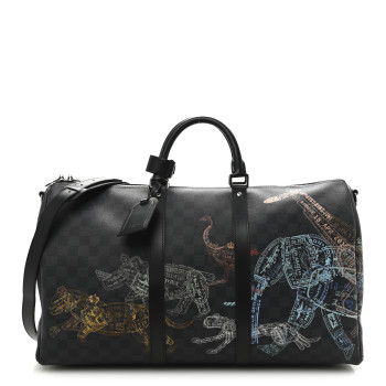 LOUIS VUITTON Damier Graphite Stamps Keepall Bandouliere 50