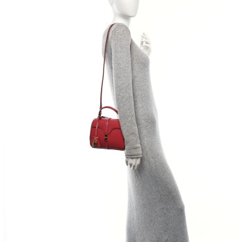 CELINE Satinated Calfskin Mini 16 Top Handle Bag Raspberry