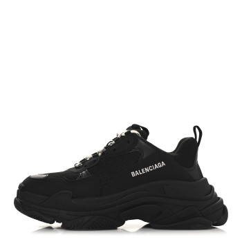 BALENCIAGA Fabric Mesh Womens Triple S Sneakers 41 Black