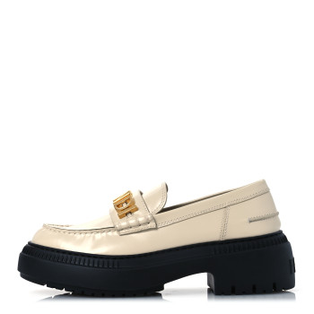 FENDI Vitello Abrasivato Fendigraphy 50mm Loafers 40 Blanco Babe