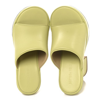 BOTTEGA VENETA Nappa Slide Platform 115 Wedge Sandals 36 Seagrass