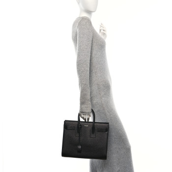 SAINT LAURENT Grained Calfskin Small Sac De Jour Black