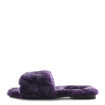 HERMES Woolskin Oran Sandals 38 Violet Fonce