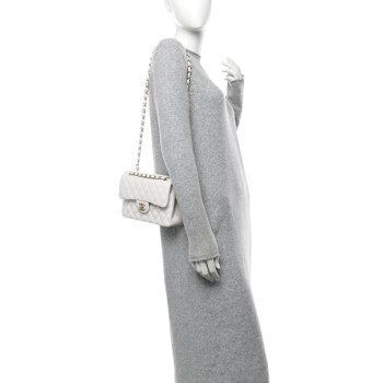 CHANEL Caviar Quilted Small Double Flap White