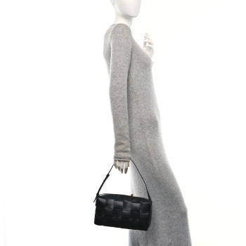 BOTTEGA VENETA Lambskin Maxi Intrecciato Brick Cassette Bag Black