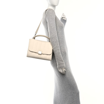 CELINE Canvas Calfskin Quilted Small Trapeze White