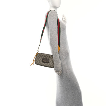 GUCCI GG Supreme Monogram Web Neo Vintage Shoulder Bag Beige New Acero Crop