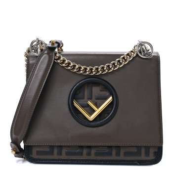 FENDI Vitello Century F is Fendi Bi-Color FF 1974 Embossed Small Kan I Shoulder Bag Maya Black