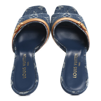 LOUIS VUITTON Denim Monogram Neo Revival Mules 38