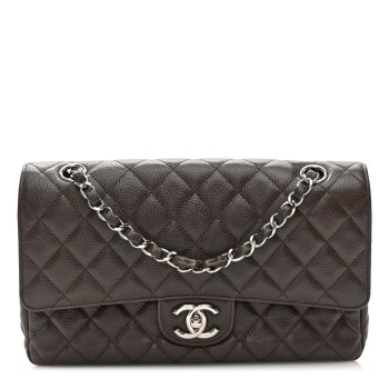 CHANEL Caviar Quilted Medium Double Flap Brown