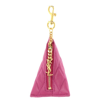 SAINT LAURENT Lambskin Quilted Berlingo Bag Charm Fuchsia