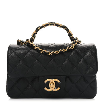 CHANEL Caviar Quilted Mini Handy CC Flap Black