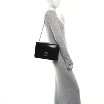 GUCCI Shade Lux Calfskin Interlocking G Shoulder Bag Black