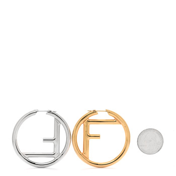 FENDI Metal FF Hoop Earrings Gold Silver