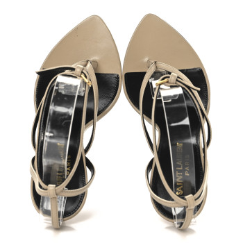 SAINT LAURENT Calfskin Nadja 105 Ankle Strap Sandals 36 Trench
