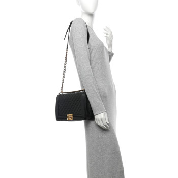 CHANEL Caviar Quilted New Medium Boy Flap Black