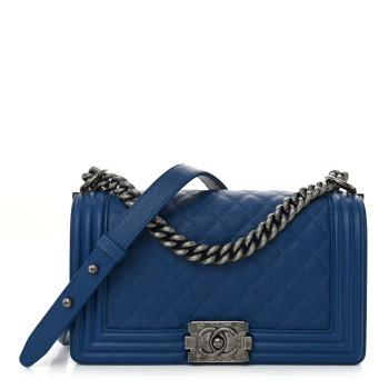 CHANEL Caviar Quilted Medium Boy Flap Blue
