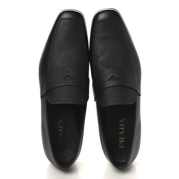 PRADA Saffiano Mens Penny Loafers 9 Black