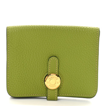 HERMES Togo Dogon Card Case Vert Anis