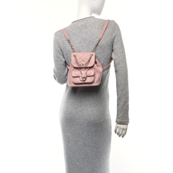 CHANEL Lambskin Quilted Small Duma Drawstring Backpack Light Pink