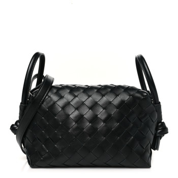 BOTTEGA VENETA Nappa Intrecciato Loop Top Handle Camera Bag Black
