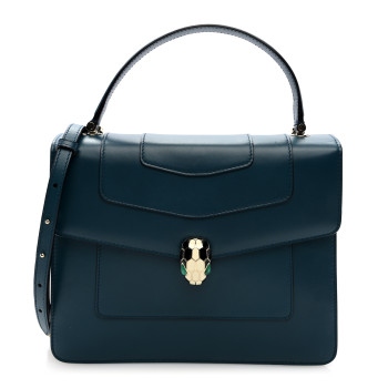 BULGARI Calfskin Large Serpenti Forever Top Handle Emerald Green
