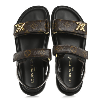 LOUIS VUITTON Monogram LV Sunset Comfort Flat Sandals 37.5 Cacao Brown