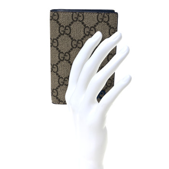 GUCCI GG Supreme Monogram Bi-Color Long Card Case Beige Dark Brown