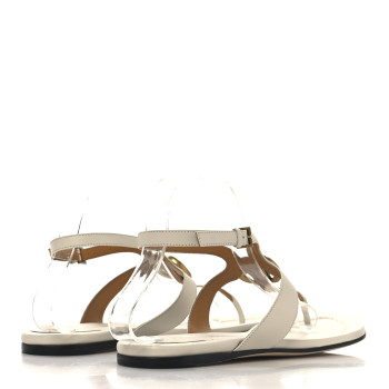 GUCCI Calfskin Double G Thong Flat Sandals 41 White