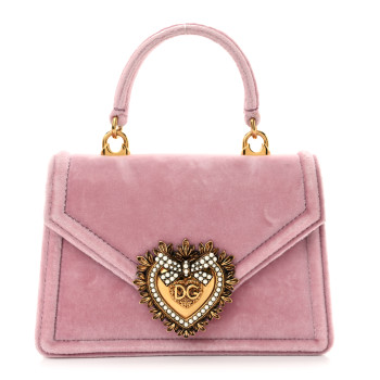 DOLCE & GABBANA Velvet Small Devotion Envelope Top Handle Bag Pink