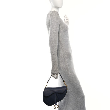 CHRISTIAN DIOR Grained Calfskin Saddle Bag Navy